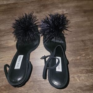 Steve Madden Crush Black Feathered Heels
